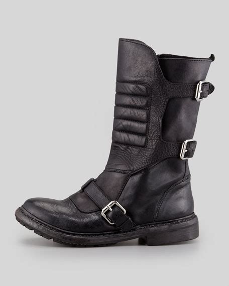 burberry strapped leather motorcycle boot|Leather Saddle Tall Boots in Black .